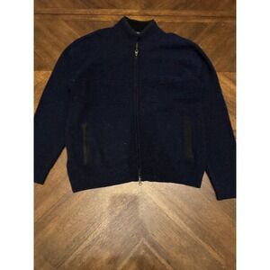 Pendleton Mens Navy Blue 100% Shetland Wool Full Zip Cardigan Sweater Large